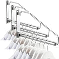 NEWRAIN Laundry Hanger, Wall Mounted Clothes Hanger with Swing Arm Holder Brass Hanging Drying Rack Space Saver,Chrome (Pack of 3) by NEWRAIN