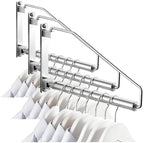 NEWRAIN Laundry Hanger, Wall Mounted Clothes Hanger with Swing Arm Holder Brass Hanging Drying Rack Space Saver,Chrome (Pack of 3) by NEWRAIN