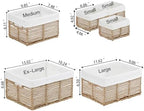 Vagusicc Wicker Storage Basket, 6 Pack Seagrass Baskets for Organizing, Wicker Baskets with Handle, Rectangular Woven Basket for Storage Shelves, Cube Storage Bins for Closet/Clothes/Dresser - Image 2