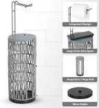 Trongee Boho Toilet Paper Holder with Storage，3 Rolls of Freestanding Toilet Paper Roll Holder Stand,Wicker Tissue Holder for Bathroom,Rattan Sturdy Bathroom Decor Farmhouse Toilet Paper Storage-Grey - Image 6