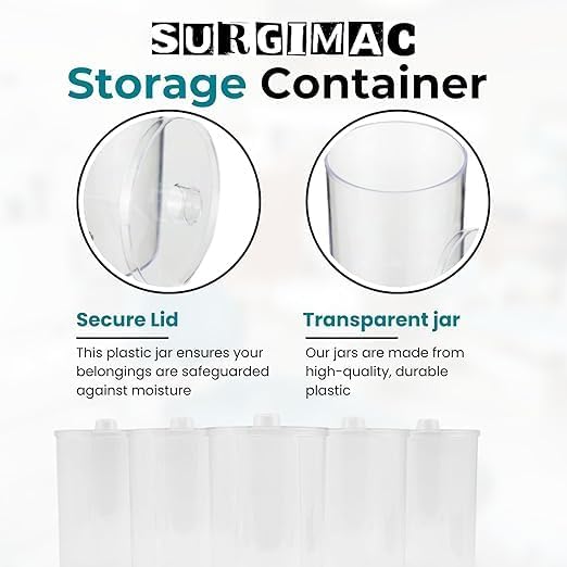 SurgiMac Sundry Jar with Lid, 4.25 x 6.5 Inch, Clear Plastic Storage Container, Compact & Durable, for Cotton Balls & Supplies, 5 Count - Image 3