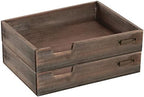 MyGift Set of 2 Vintage Distressed Finish Brown Wood Stackable Office Desktop Document Letter Paper Tray - Image 3