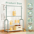 Kids Clothing Rack 2 Tier Baby Closet Green Toddler Dress up Racks - Image 4