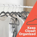 Gray Velvet Hangers 60 Pack – 360° Swivel Hook, Non-Slip and Space Saving Hangers, Heavy-Duty 11 lbs Weight Capacity - Smooth Velvet Finish for Crease-Free Clothes and Effortless Closet Organization - Image 3