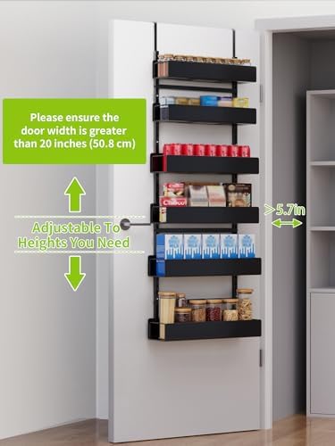 6-Tier Door Organizer, Heavy Duty Hanging Basket Spice Rack Shelves for Pantry Kitchen, Black - Image 3