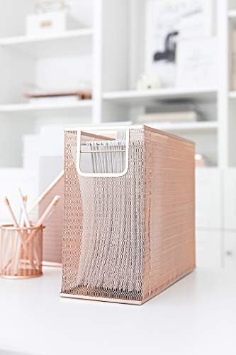 BLU MONACO Rose Gold Desk Organizer Set | 5-Piece Metal Desktop Organization Kit With File Holder, Magazine Rack, Pen Cup, Sticky Note Holder and Letter Sorter | Stylish Office Accessories - Image 5