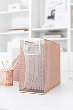 BLU MONACO Rose Gold Desk Organizer Set | 5-Piece Metal Desktop Organization Kit With File Holder, Magazine Rack, Pen Cup, Sticky Note Holder and Letter Sorter | Stylish Office Accessories - Image 5