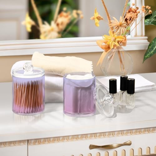4 Pack Qtip Holder Dispenser with Lids,Blue Pink Gradient Storage Containers,Bathroom Canisters Organizer for Cotton Ball,Cotton Swab,Cotton Round Pads,Floss 21214685 - Image 6
