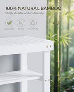 SMIBUY Bamboo Shoe Rack Bench, 3-Tier Shoe Organizer Storage Shelf for Entryway Hallway Bathroom Living Room (White) - Image 6