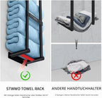 STWWO Bathroom Towel Rack Wall Mounted Can Holds 4 Large Towels, Black - Image 5