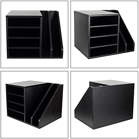 PAG-Mass Wood Desktop File Holder Organizer Mail Sorter for File Folders, Mails, Envelopes, Mailing Supplies or Magazines, Black - Image 3