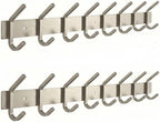 Coat Rack Wall Mount – Brushed Nickel 24 Inch Stainless Steel Hook Rail with 8 Heavy Duty Double Coat Hooks – Wall Mounted Coat Hanger for Entryway, Bathroom, Bedroom, Towel, Hat Organizer - 2 Pack by SAYONEYES