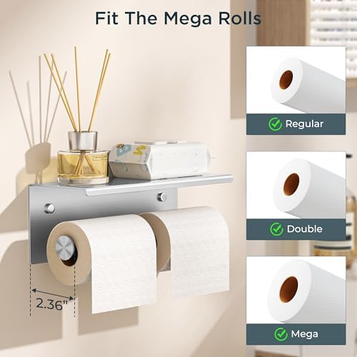 FORIOUS Toilet Paper Holder with Shelf, Commercial Toilet Paper Dispensers - Image 7