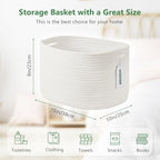 ECDYQXVU 15x10x9 Inch Woven Cotton Rope Storage Basket, 2 Pack - Image 3