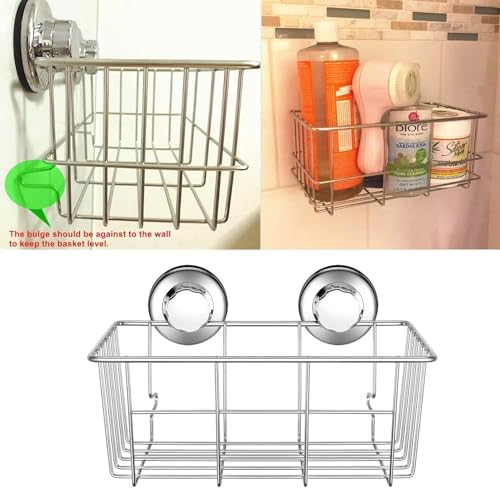Strong Suction Cups Deep Shower Caddy Bath Shelf Rust-Free Stainless Steel Basket Shampoo Conditioner Holder for Bathroom Kitchen Tidy Organizer - Image 7
