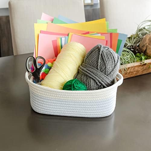 NaturalCozy 5-Piece Rectangle Storage Basket Set- Natural Cotton Rope Woven Baskets for Organizing! Small Basket for Montessori, Baby Nursery, Dog Toy Baskets, Cat Toy Box, Bathroom Organization Bin - Image 6