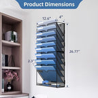 DALTACK Wall File Holder 10 Tier Hanging Wall File Organizer, for Papers Mails Folders Clipboard Magazine Organization for Office Home School Classroom, Mesh Metal, Assembly Needed, Black - Image 3