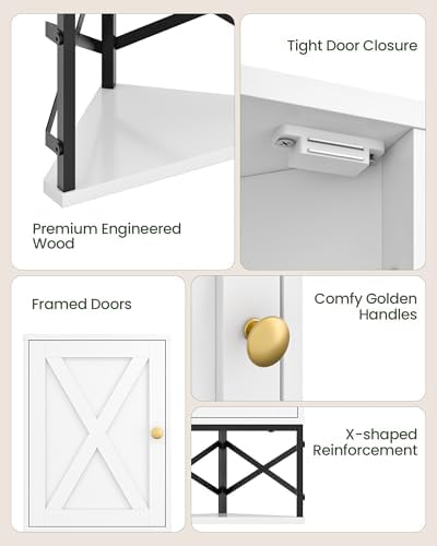 CHOEZON Bathroom Wall Cabinet, Corner Medicine Cabinet, Wall Mount Corner Cabinet for Bathroom with Open Shelf and Adjustable Shelf, Space-Saving, for Bathroom, Kitchen, Living Room, White and Black - Image 5
