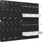 Pegboard Organizer Kit, 4 Pack 12 x 16 in Metal Panels with 6 Bins, Black by PHXGrove