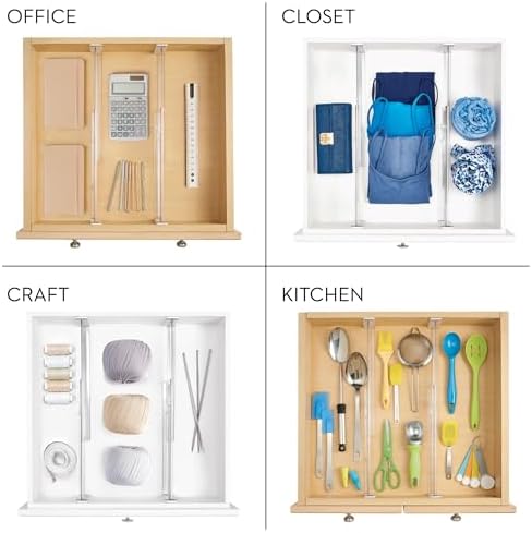 iDesign Plastic Adjustable Deep Drawer Dividers, Set of 8, Clear - Image 4