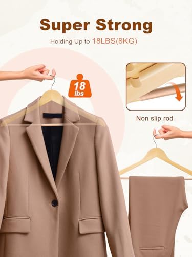 HOUSE DAY Bulk Wooden Hangers 2000 Pack （100 Cases, 20 Pack/Case, Natural - Image 5