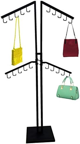 Only Hangers Four Arm Chrome Handbag Rack with Adjustable Height J-Hook Arms - Available in Black and Chrome (BLACK) by Only+Hangers