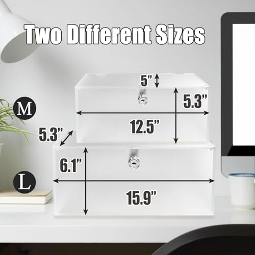 Cable Management Box with Lock,Cable Organizer Box & Power Strip Cover,Frosted Acrylic, Wire Storage and Organization for Cords,Suitable for TV, Computer,Child and Pet Proof(2PC) - Image 2