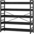 HCHQHS 5 Tier Bookshelf, Adjustable Industrial Bookcase, Vertical Tall Book Shelf, Wood and Black Metal Open Bookshelves for Home Office, Living Room, Bedroom by HCHQHS