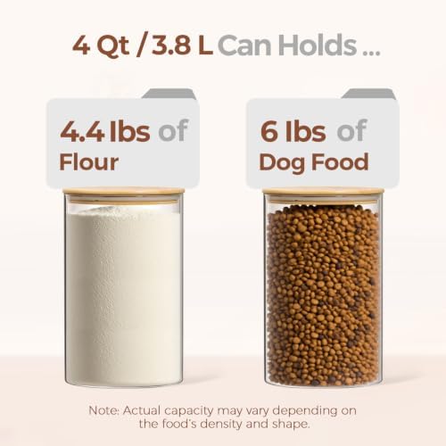 ComSaf Flour Sugar Storage Containers 4 Qt, 2 Pack Glass Flour Container - Image 4