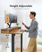 HUANUO 48″ x 24″ Electric Standing Desk with 2 Drawers, C-Clamp Mount Compatible, Height Adjustable Computer Desk, Home Office Stand Up Desk with 4 Preset Heights & 2 Hooks, Vintage Brown - Image 5