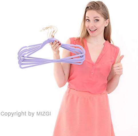 MIZGI Velvet Hangers 50 Pack Non Slip Light Purple Rose Gold Hooks - Image 6