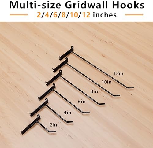 6 Inch Grid Wall Accessories Kit, Black, Grid Wall Pegs, 100 PCS - Image 4