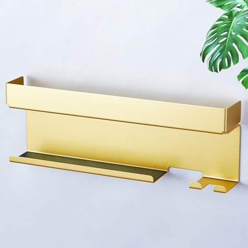 Storage Hair Dryer Holder for Curling Iron Accessories, Hair Tool Organizer Wall Mount, Curling Iron Holder, Bathroom Hair Straightener Holder Stand for Styler Attachments Organizer, Gold - Image 2