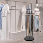 Rotating Tie Rack,Free Standing Belt Display Shelf with Adjustable Feet,66.1in High Metal Scarf Hanger Stand Retail Display Racks for Clothing Store (Black) - Image 3