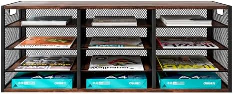 Mail Sorter Adjustable Holder, Countertop Literature Organizer, Student Mailbox for Classroom, Desktop Bill Paper Organizer for Office Home School, 12 Compartments, Brown - Image 2