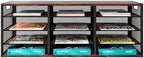 Mail Sorter Adjustable Holder, Countertop Literature Organizer, Student Mailbox for Classroom, Desktop Bill Paper Organizer for Office Home School, 12 Compartments, Brown - Image 2