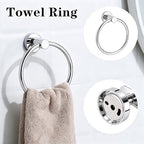 Polished Chrome Bathroom Hardware Accessories Set 5 Piece, Stainless Steel Bath Towel Bar Set 24 Inch,Toilet Paper Holder,Towel Ring Holder,Towel Rack Set,Gold Bathroom Accessories Kit Silver - Image 4