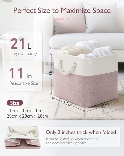 Patvingot 11-Inch Fabric Cube Storage Bins with Handles,4 Pack,Foldable - Image 2