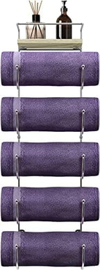 Sorbus Wall Towel Rack, 5-Tier Wood Shelf, Wall Mounted (Silver) by Sorbus