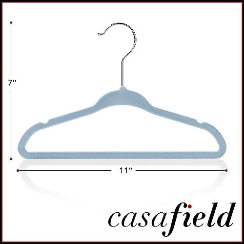 Casafield 100 Velvet Baby Hangers - 11" Size for Infant & Toddler Clothes - Light Blue - Image 5