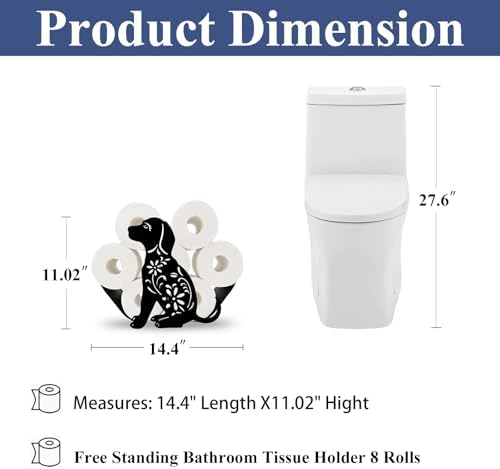 Funny Dog Toilet Tissue Holder,Animal Paper Holders,Decorative Metal Papers Holder,Funny Toilet Animal Storage for Bathrooms,Bathroom Paper Organizer for Extra 8 Rolls Free Standing Art Decor - Image 2