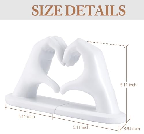 White Bookends, Heavy Duty Bookend Holder Decor, White Finger Heart Shaped, Modern Art Sculpture, Finger Home Decoration, Bookends Decorative, Boho Decor for Desktop Bedroom Study Room - Image 2