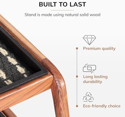 Anji Mountain Heavy Duty Waterproof Wooden Shoe Storage Mat Organizer/Boot Storage Tray Multi Use for Entryway with Coir, Gray and Ivory Insert, 2 Tier, Fits 4 Pair (26.5" Wide) - Image 4