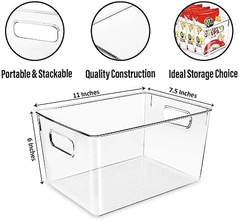 Clear Plastic Storage Bins, Perfect for Kitchen Organization or Pantry Organization and Storage, Laundry Room, Fridge, Freezer Organizer Plastic Storage Containers for Organizing, Cabinet Organizers - Image 3