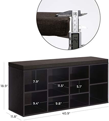 VASAGLE Shoe Bench with Cushion, 10 Compartments, 11.8 x 40.9 x 18.9 Inches - Image 3