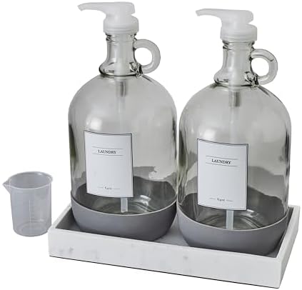 Laundry Detergent Dispenser Set, Clear & White, 128 Fluid oz, 4Pc by Unknown