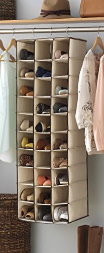 Whitmor 30 Sections Hanging Clothes Closet Shoe Organizer, Space Saving Breathable Fabric Shoe Storage for Bedroom, Laundry, Dorm, Beige - Image 2