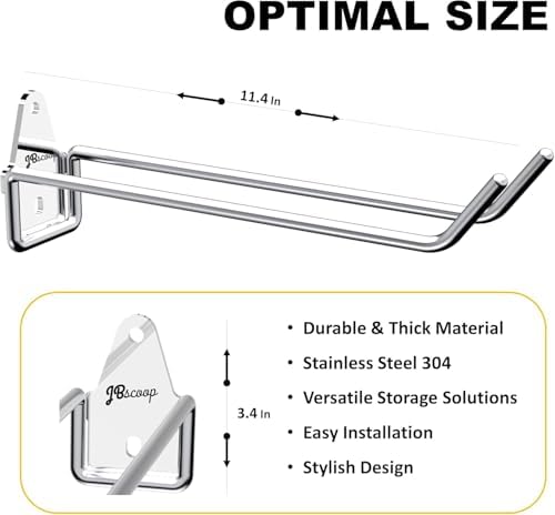 JBscoop 4 Stainless Steel 304 Garage Hooks, Heavy Duty Organizer & Wall Mount Hanger Rack for Tools, Equipment, and More, Rust-Resistant & Durable - Image 7