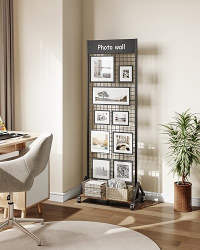 CHOEZON Grid Wall Panel, 2’ x 5.7’ Ft Floor Standing Gridwall Display Rack, Retail Display Stand, with 4 S-Shaped Hooks and 4 Garment Hooks for Entryway Kitchen Outdoor, Rustic Brown and Black TCJ27BF - Image 4