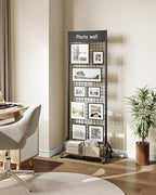 CHOEZON Grid Wall Panel, 2’ x 5.7’ Ft Floor Standing Gridwall Display Rack, Retail Display Stand, with 4 S-Shaped Hooks and 4 Garment Hooks for Entryway Kitchen Outdoor, Rustic Brown and Black TCJ27BF - Image 4